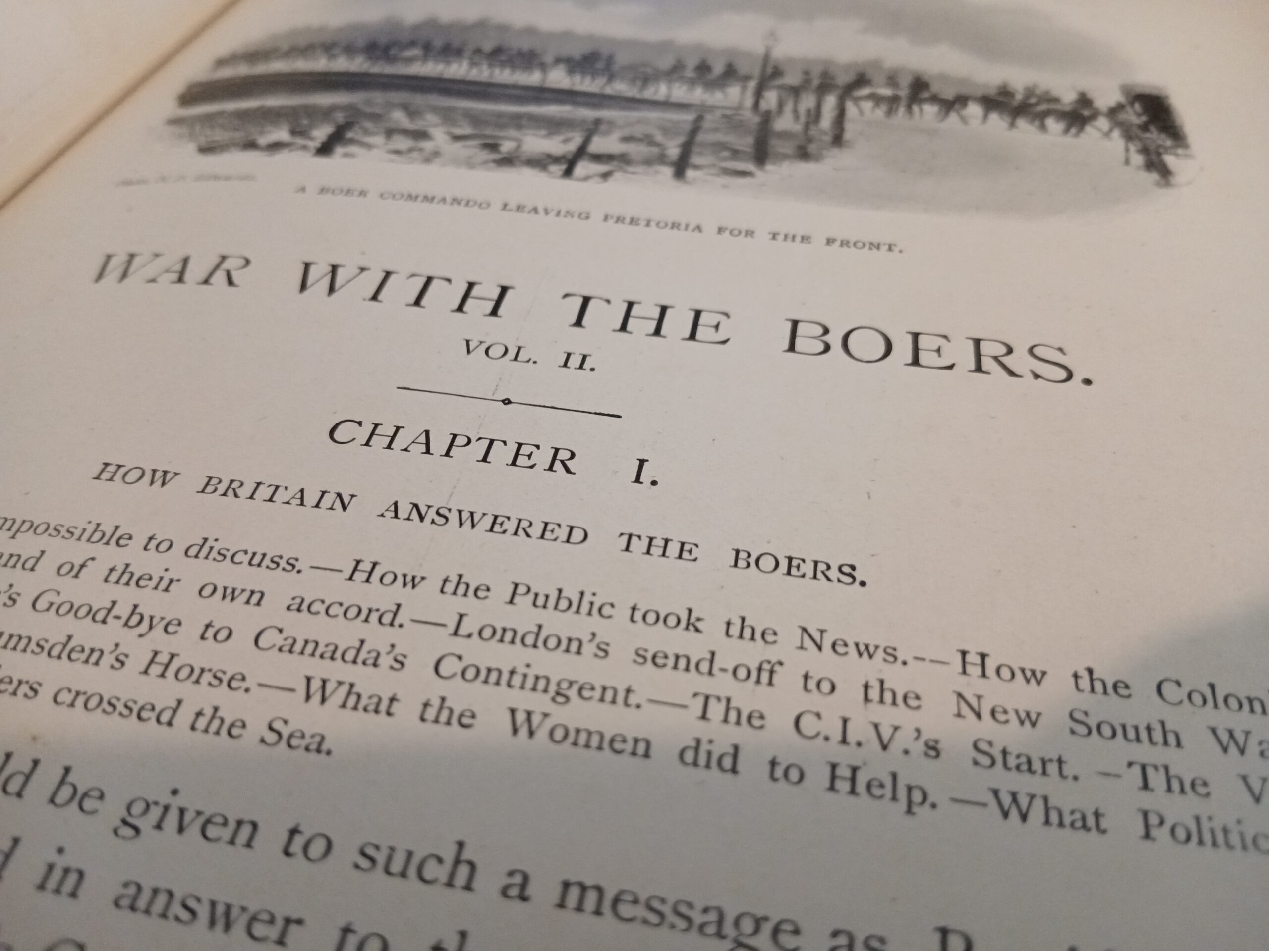 A picture of a page in a history book relating to the Boer War